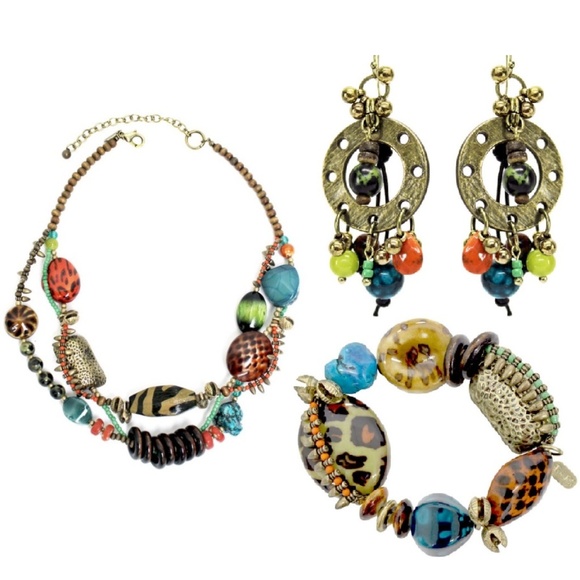 Treska Necklace, Bracelet, & Earrings Set Multi
